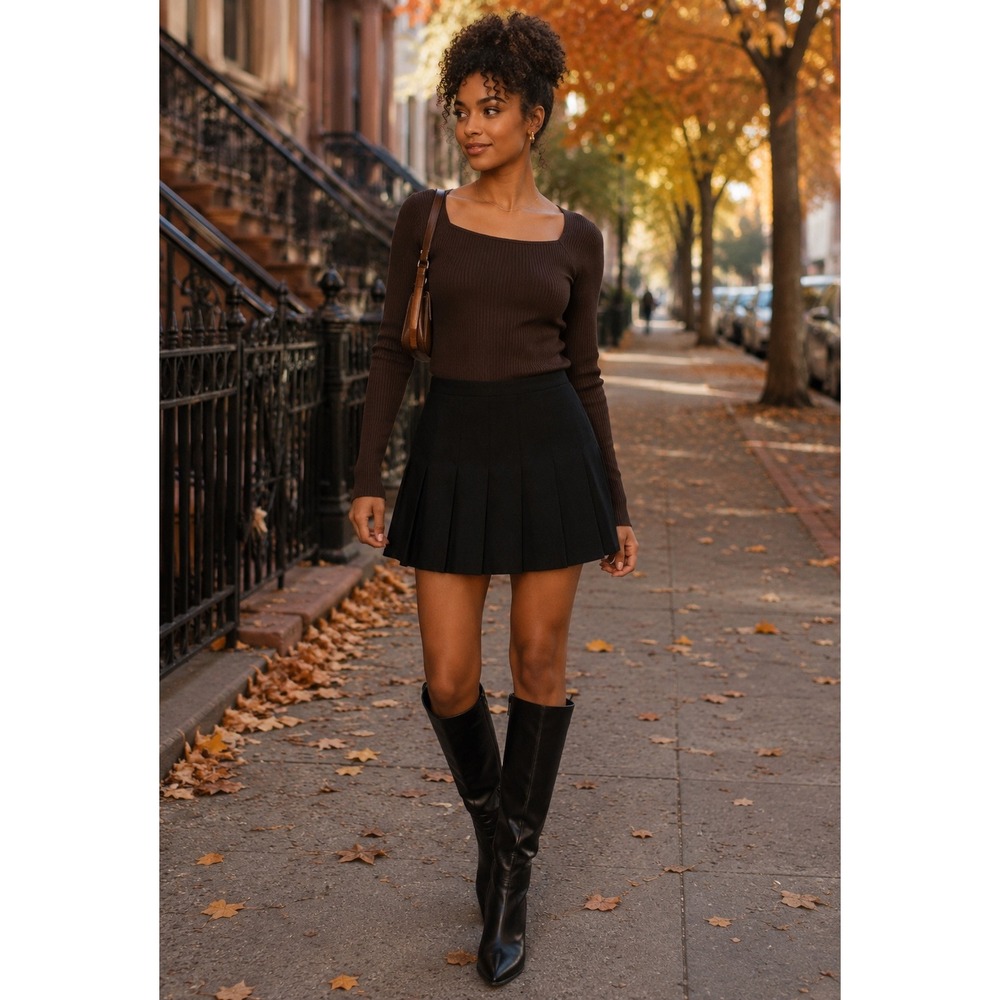 Zara Black Pleated Mini Skirt Wrap Front Schoolgirl Style 7385/576‎ Size S